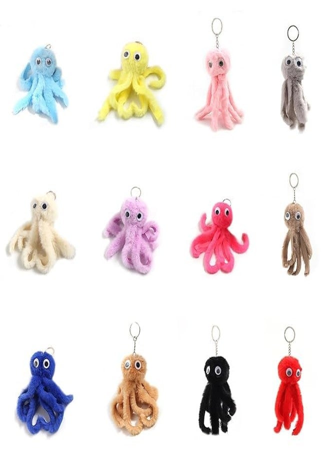 4-Pack Soft Octopus Fur Keychain Cute Little Stars Keyrings for Kids Children Boys Girls Birthday Party Favors - Image 3