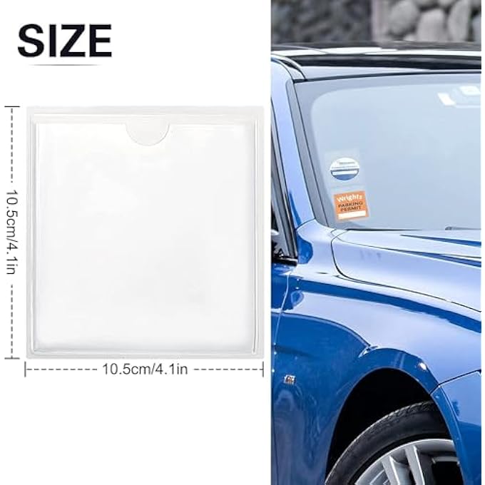 rayihni 20 Pcs Car Tax Disc Holders, Square Permit Holders Windscreen Card Holder Self Adhesive Parking Permit Holder Car Disc Holder Windscreen for Permits BadgesTicket Photos Business Cards (4.13*4.13inch) - Image 2