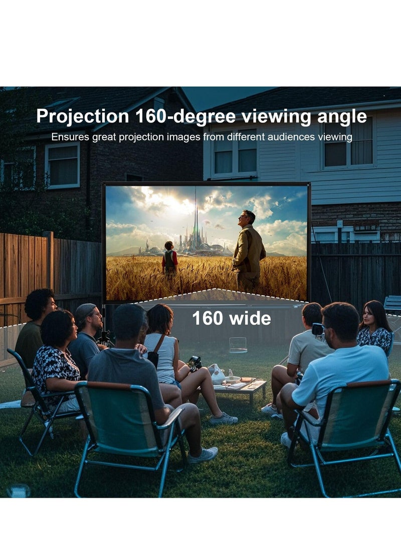 فلاشهوك - شاشة عرض مع حامل - 100 بوصة 16:9 4K HD شاشة عرض خارجية داخلية محمولة شاشة عرض أمامية خلفية شاشة أفلام خفيفة الوزن مع إطار بأربعة أرجل حقيبة حمل للسينما المنزلية - Image 1