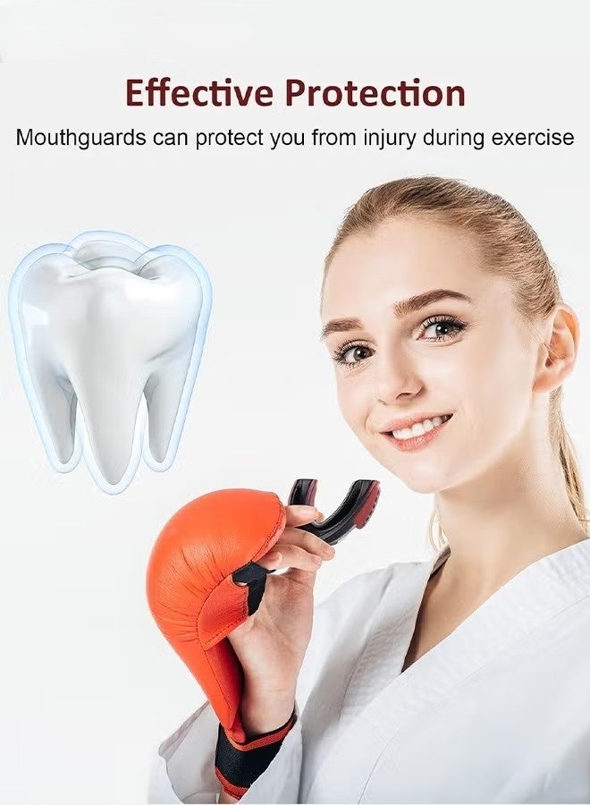 واقيات الفم من مادة إي في إيه مع حافظة، واقيات الفم الرياضية، واقيات الفم، واقيات اللثة، واقيات الفم، واقيات الفم، مناسبة للملاكمة وكرة السلة والهوكي وكرة القدم (برتقالية) - Image 2
