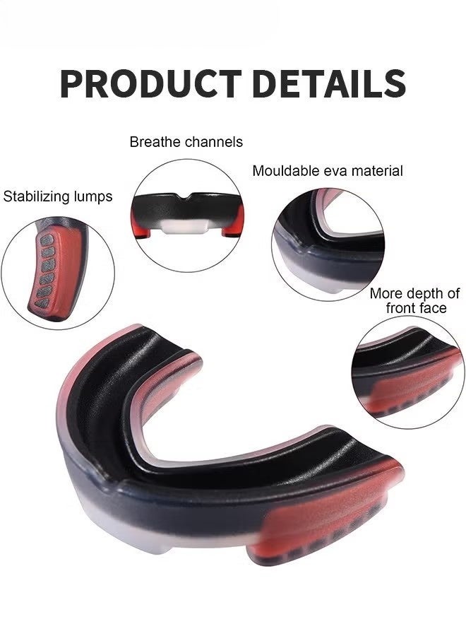 واقيات الفم من مادة إي في إيه مع حافظة، واقيات الفم الرياضية، واقيات الفم، واقيات اللثة، واقيات الفم، واقيات الفم، مناسبة للملاكمة وكرة السلة والهوكي وكرة القدم (برتقالية) - Image 4