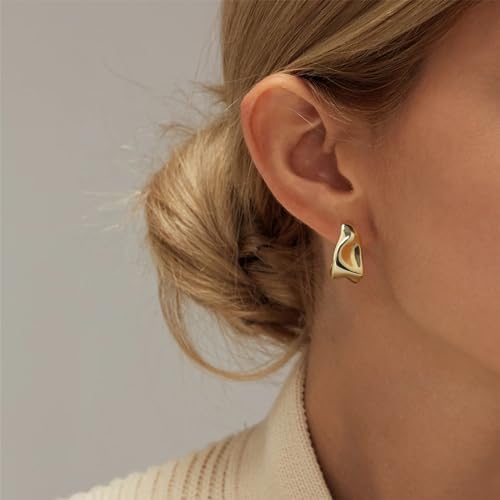 Kyerlyn Chunky Gold Earrings for Women, 14K Gold Plated Geometric Dangle Drop Earrings Statement Irregular Chunky Stud Trendy Hypoallergenic Fashion Jewelry Gift - Image 4