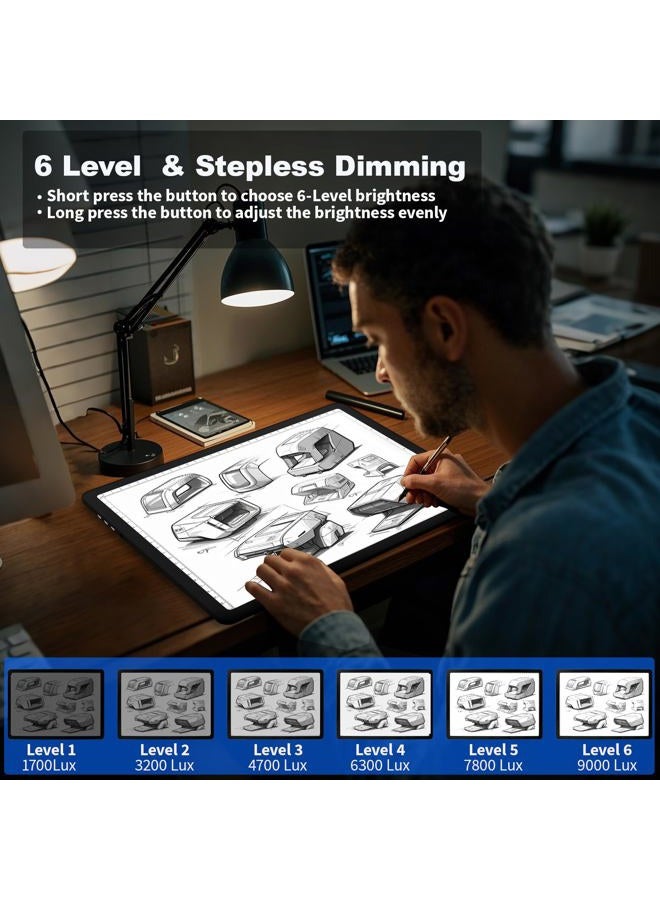 Elice Rechargeable A4 Light Pad with Carry Bag, Magnetic LED Light Board with Physical Button, Super Bright Diamond Art Light Pad, Ultra-Thin Light Box for Tracing, Weeding, Diamond Painting -Black - Image 5