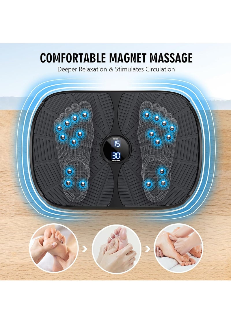 Vibration Plate Exercise Machine, Portable Full Body Vibration Platform for Lymphatic Drainage, 9 Preset Mode & Auto Mode Fitness Board for Weight Loss Shaping, with Resistance Bands, 99 Levels