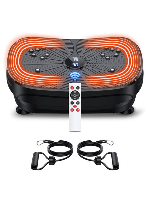Vibration Plate Exercise Machine, Portable Full Body Vibration Platform for Lymphatic Drainage, 9 Preset Mode & Auto Mode Fitness Board for Weight Loss Shaping, with Resistance Bands, 99 Levels