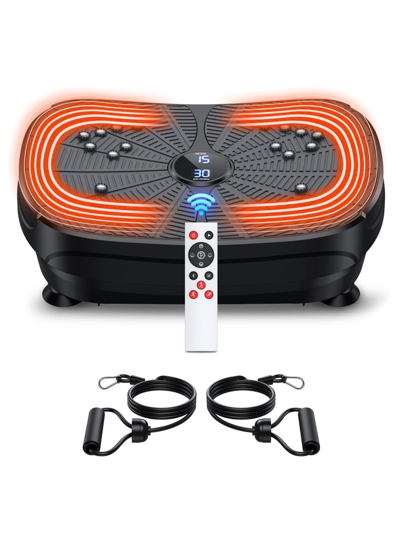 Vibration Plate Exercise Machine, Portable Full Body Vibration Platform for Lymphatic Drainage, 9 Preset Mode & Auto Mode Fitness Board for Weight Loss Shaping, with Resistance Bands, 99 Levels