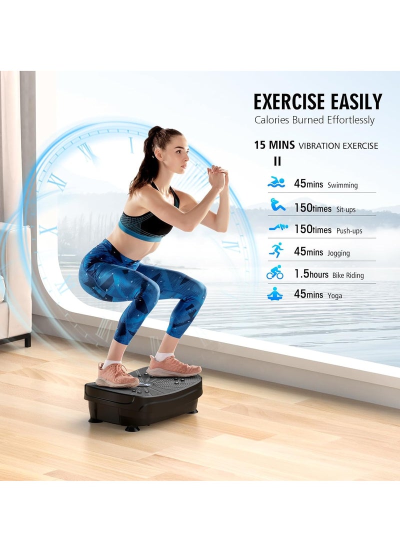 Vibration Plate Exercise Machine, Portable Full Body Vibration Platform for Lymphatic Drainage, 9 Preset Mode & Auto Mode Fitness Board for Weight Loss Shaping, with Resistance Bands, 99 Levels