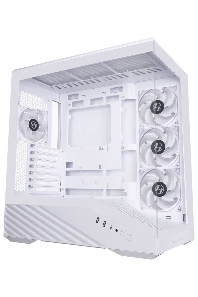 LIAN LI Vector V100RW ATX Mid-Tower PC Case, Tempered Glass Side Panel, Front ARGB Strip, 4× Pre-Installed 120mm PWM ARGB Fans, Back-Connect Motherboard Support, USB 3.1 Type-C, Tool-Free Cable Management, PSU Shroud, White | V100RW - Image 2