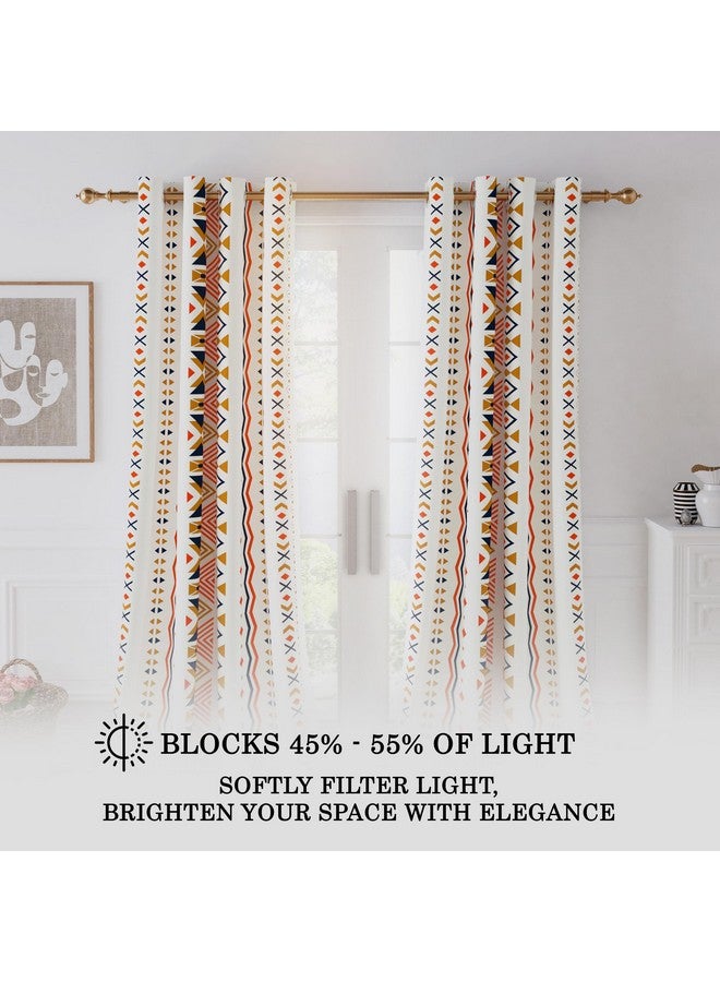 Story@Home Window Curtains 5 Feet Long Set of 1 | Bohemian Curtains | Abstract Design Cotton Curtain | Light Filtering Curtains for Windows | Curtains for Living Room | (116 x 152 cm, White & Orange) - Image 3