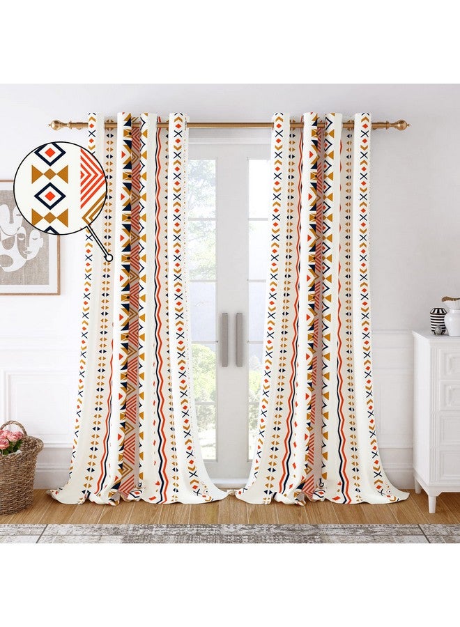 Story@Home Window Curtains 5 Feet Long Set of 1 | Bohemian Curtains | Abstract Design Cotton Curtain | Light Filtering Curtains for Windows | Curtains for Living Room | (116 x 152 cm, White & Orange) - Image 4