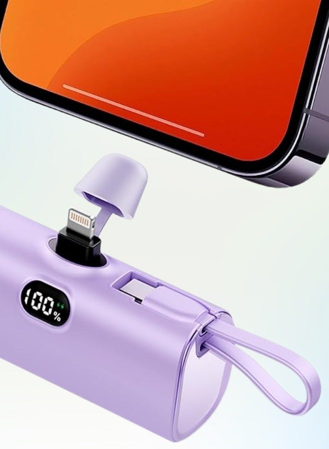 أولون باور بانك أولون  بقدرة 5000 مللي أمبير في الساعة مع موصل USB-C مدمج، وشحن سريع وشحن iPhone  كبسولة صغيرة متميزة بقدرة 5000 مللي أمبير في الساعة، وتوصيل طاقة USB-C بقدرة 22.5 وات، وشاشة LED ومسند قابل للطي، PowerUp-C  بنفسجي - Image 2