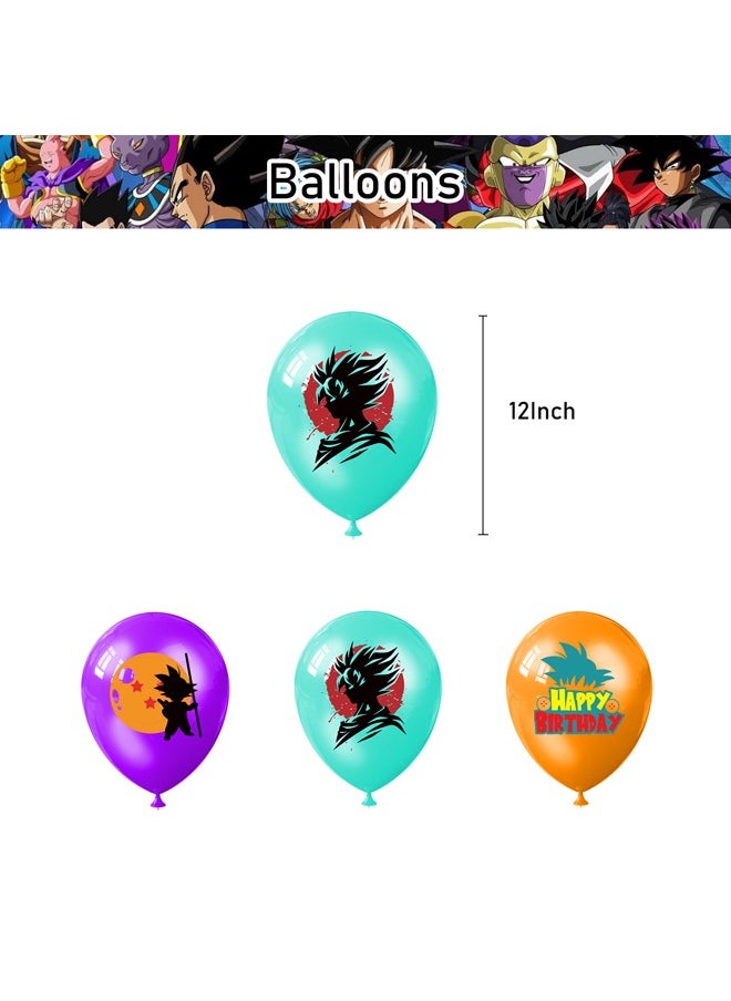 Zeemey - Dragon Ball Theme Balloon Set with Happy Birthday Banner,Cake Topper,Hanging Spins,Perfect for Graduation Baby Shower Birthday Bachelorette Party Backdrop Decoration,Suitable for Indoor and Outdoor - Image 1