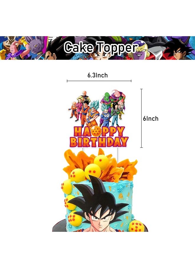 Zeemey - Dragon Ball Theme Balloon Set with Happy Birthday Banner,Cake Topper,Hanging Spins,Perfect for Graduation Baby Shower Birthday Bachelorette Party Backdrop Decoration,Suitable for Indoor and Outdoor - Image 1