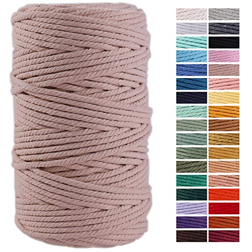 Pinkish Grey Macrame Cord 4mm x 109YardsColored Cotton Rope Craft Cord Colorful Cotton Cord Twine for Wall Hanging Plant Hangers Crafts Knitting Decorative Projects