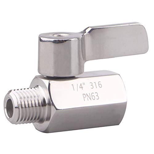 DERNORD 1/4 inch Stainless Mini Ball Valve NPT Female x Male Thread SUS316 - Image 1