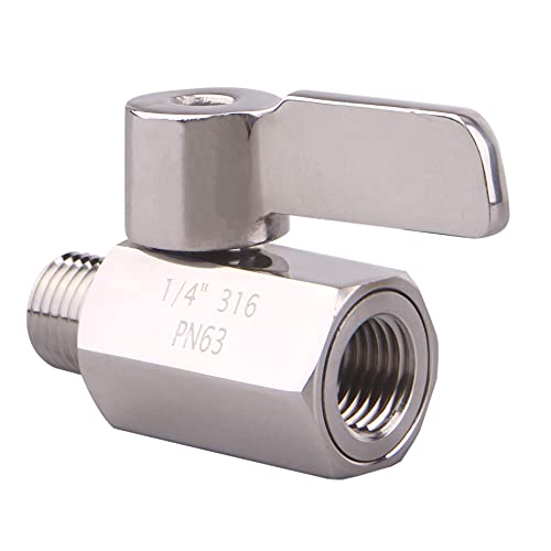 DERNORD 1/4 inch Stainless Mini Ball Valve NPT Female x Male Thread SUS316 - Image 4
