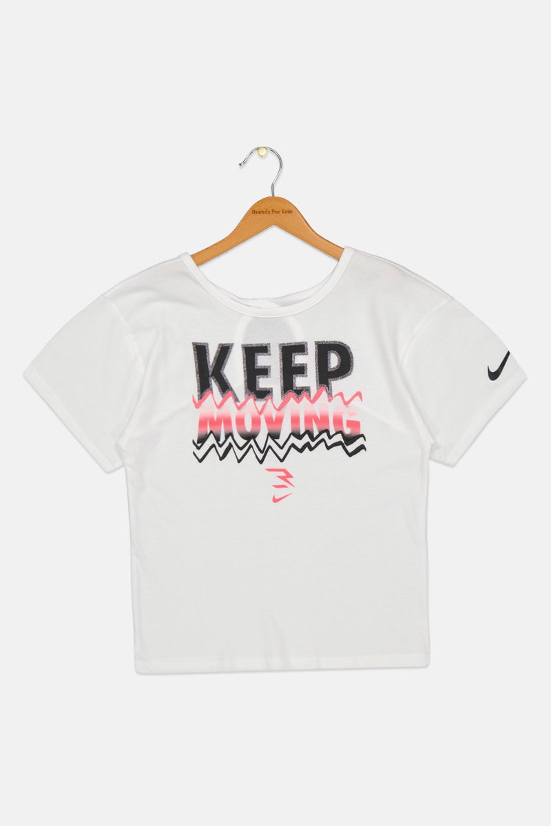 Nike 3Brand by Russell Wilson Kids Girl Sportswear Fit Top, White Combo - Image 1