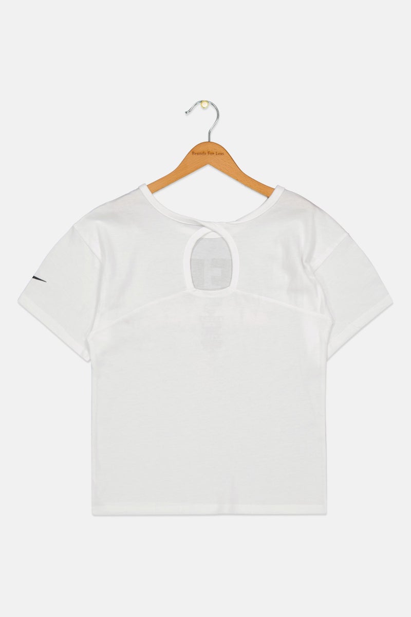 Nike 3Brand by Russell Wilson Kids Girl Sportswear Fit Top, White Combo - Image 4