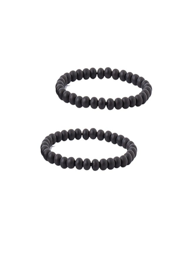WoCra® Karungali Bracelet Pack of 2 | Government Lab Certified Black Ebony Wood Bracelets | 100% Natural Unpolished Karungali Bracelets Original | 6mm Bead Size | Pack of 2 Pieces - Image 1