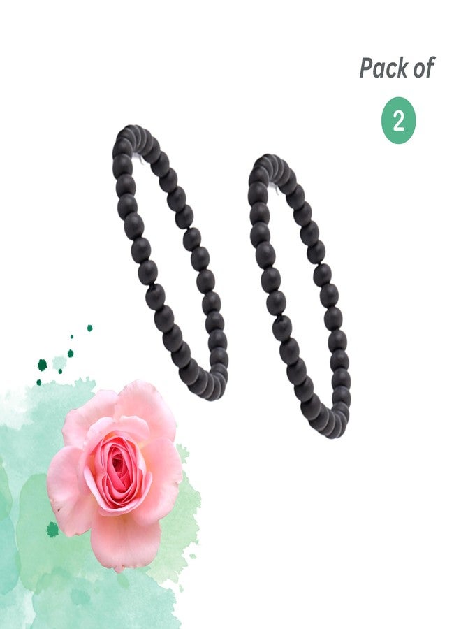 WoCra® Karungali Bracelet Pack of 2 | Government Lab Certified Black Ebony Wood Bracelets | 100% Natural Unpolished Karungali Bracelets Original | 6mm Bead Size | Pack of 2 Pieces - Image 2