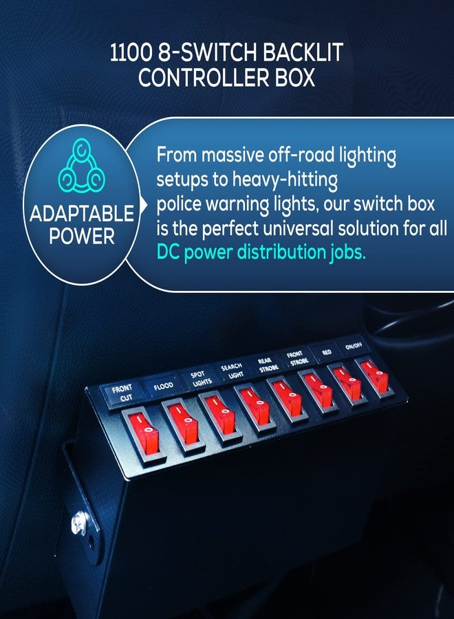 UBL Ultra Bright Lightz 1100 8-Switch Backlit Controller Box | Emergency Vehicle Strobe Warning Lights | Siren | Speaker - Image 3