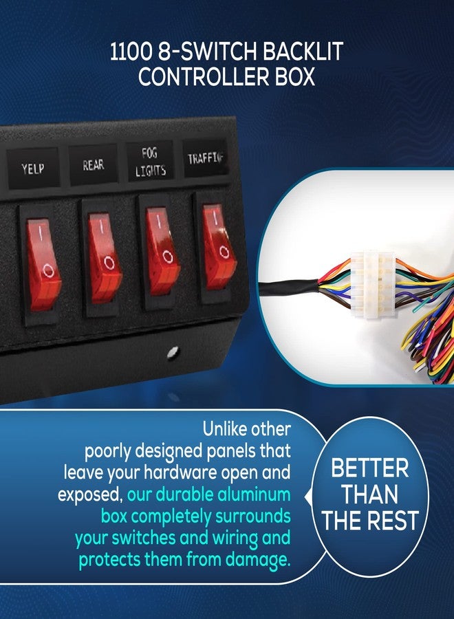 UBL Ultra Bright Lightz 1100 8-Switch Backlit Controller Box | Emergency Vehicle Strobe Warning Lights | Siren | Speaker - Image 5