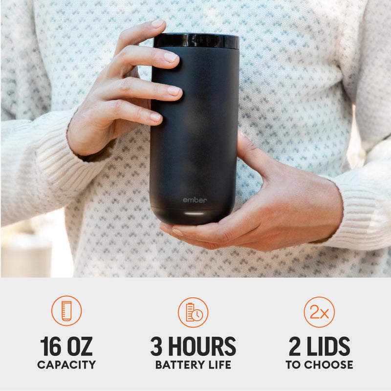 إمبير Ember Tumbler Terfere Deperge Control Travel Mug Stainless Steel Conferency Mug With 3 Hour Battery عمر أسود 16 أوقية  - Image 3