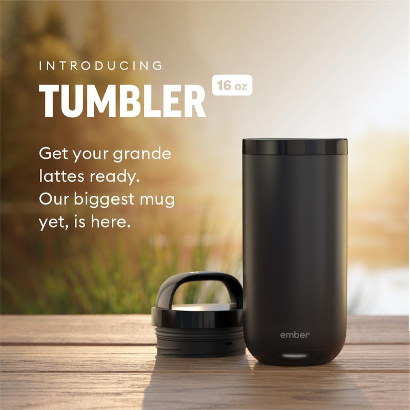 إمبير Ember Tumbler Terfere Deperge Control Travel Mug Stainless Steel Conferency Mug With 3 Hour Battery عمر أسود 16 أوقية  - Image 2