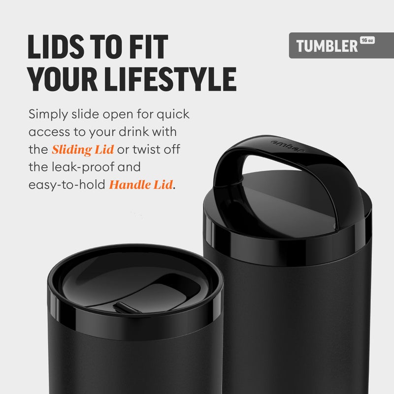 إمبير Ember Tumbler Terfere Deperge Control Travel Mug Stainless Steel Conferency Mug With 3 Hour Battery عمر أسود 16 أوقية  - Image 5