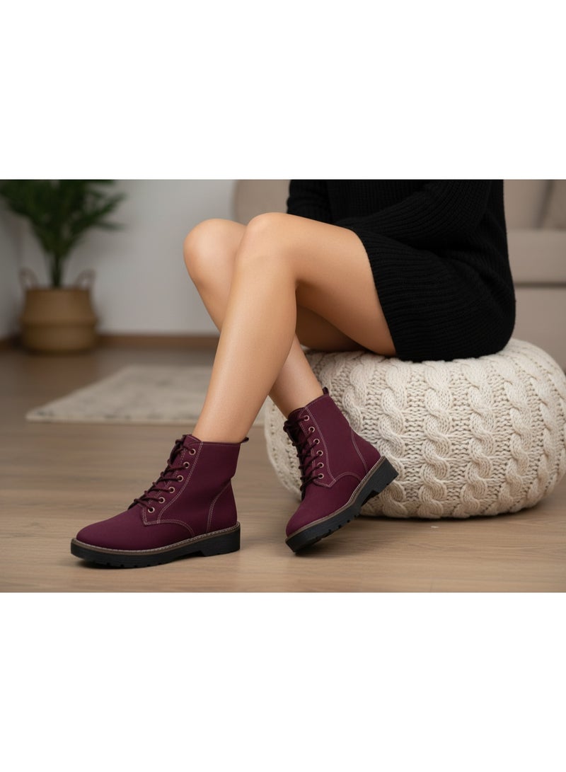 لايف ستيلاش  جزمة كاحل مسطح من الشمواه بحبل E-109 - نبيتي - Image 1