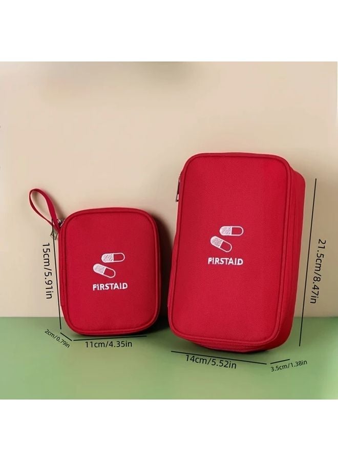 Navy Blue 2pcs Travel First Aid Kit Organizer Pouch Durable Oxford Fabric Multi Compartment Design - Image 4