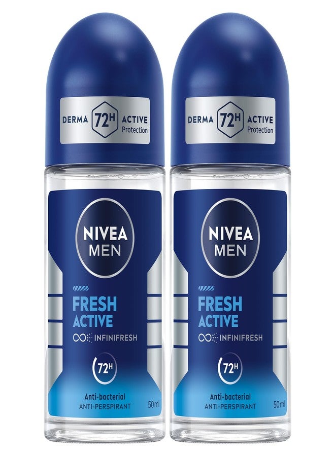 Nivea مزيل العرق رول أون للرجال من نيفيا، رائحة نشطة منعشة، 2x50 مل - Image 1