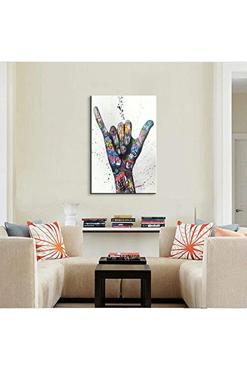 Mistyefly Pop Art Shaka Sign Gesture Colorful Wall Art Canvas for Living Room Decor - Classic Street Graffiti Poster - Image 5
