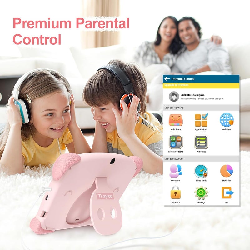 Trayoo Kids Tablet 7 inch Toddler Children Learning Tablet with WiFi, Parental Control, Education Learning Apps, Yutube, Tablets for Toddlers Ages 3 to 14 (Pink) - Image 3
