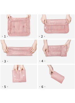 Arabest Travel Organizer Set of 7 Portable Reusable Travel Luggage for Suitcase Organizer, Storage Bag, Compression Bag, Travel Bag with Zipper (Pink)  - Image 2