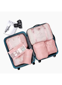 Arabest Travel Organizer Set of 7 Portable Reusable Travel Luggage for Suitcase Organizer, Storage Bag, Compression Bag, Travel Bag with Zipper (Pink)  - Image 5