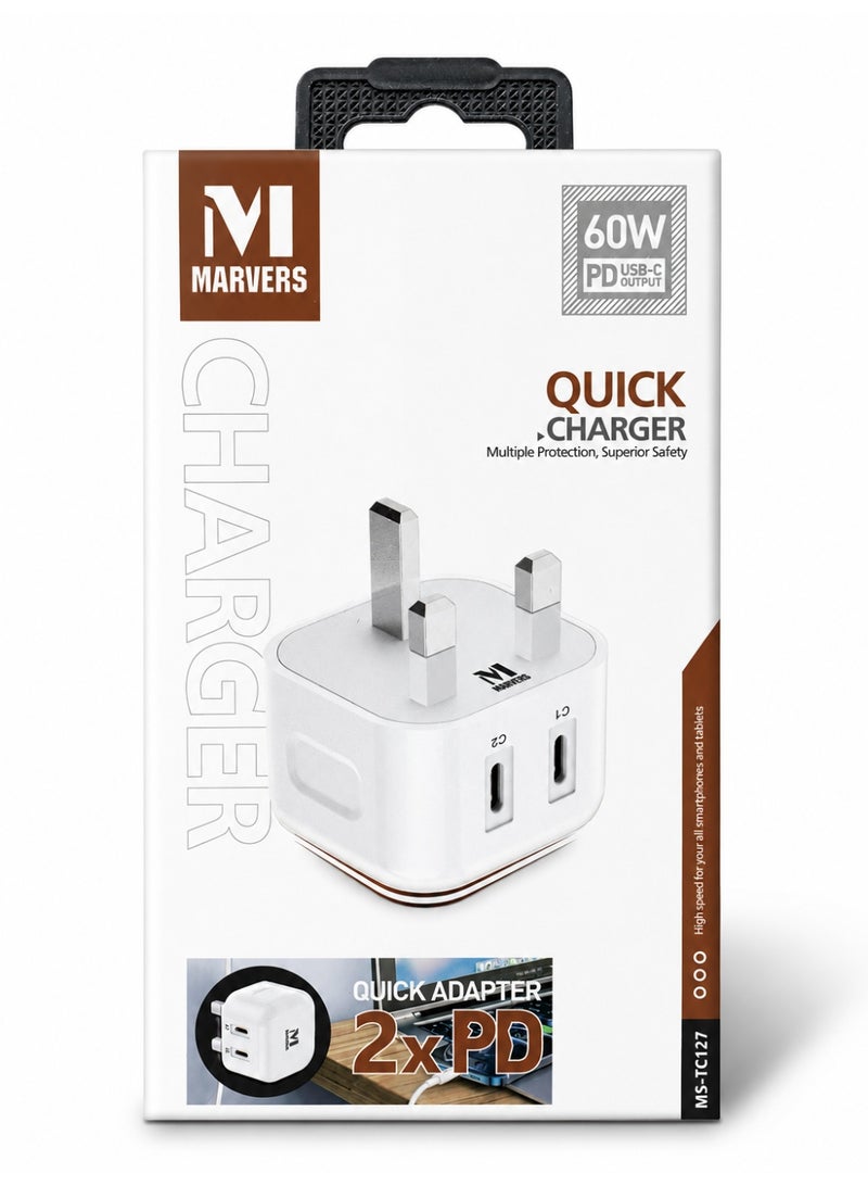 أعجوبة مارفرز محول بمنفذين 60 واط (طراز MS-TC127 - Image 1
