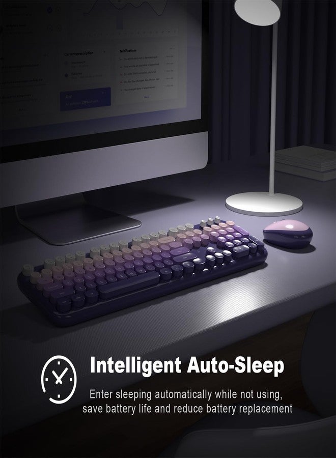 MOWUX Wireless Keyboard and Mouse Combo, MOWUX Colorful Computer Full Size 2.4G Plug and Play Wireless Typewriter Keyboard and Mouse Set for Computer, Desktop, PC (Purple Gradient) - Image 4
