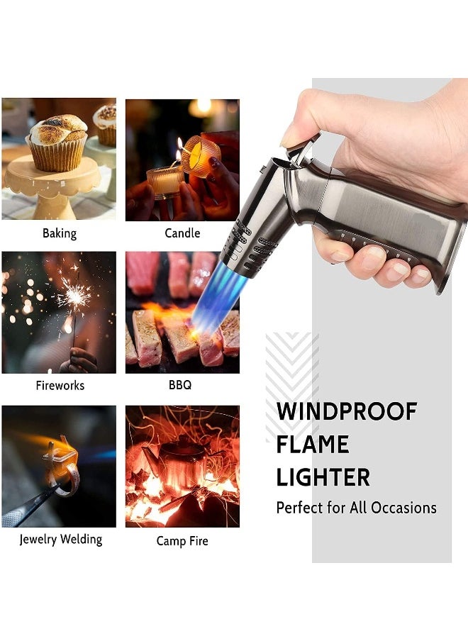 ALSAQER Alsaqer-Jobon 4 Jet Flame Windproof Butane Gas Lighter-Bakhoor Charcoal Lighter-Jobon Torch Lighter-BBQ Lighter (Gas not Included)-(Black)  - Image 4