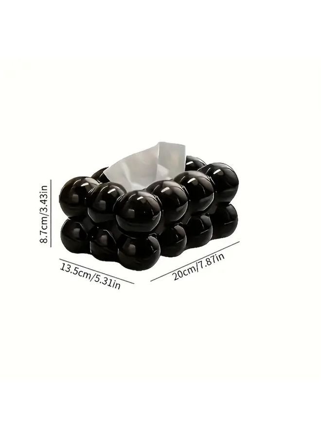 Black Glossy Tissue Box Holder Square Plastic Toilet Paper Dispenser With Dome Lid - Image 4