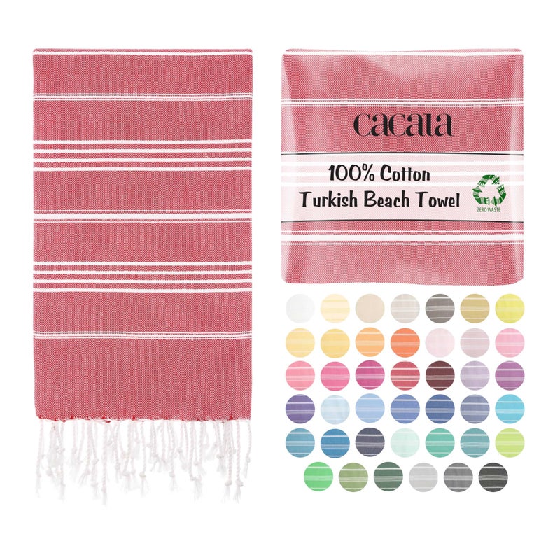 Cacala Lightweight and Thin Turkish Beach Towel 100% Cotton Sand-Free and Quick-Drying Goodness Perfect as an Extra Large Travel Towel, Beach Accessory, or Gift for Beach Lovers, 37 x 70 - Image 1