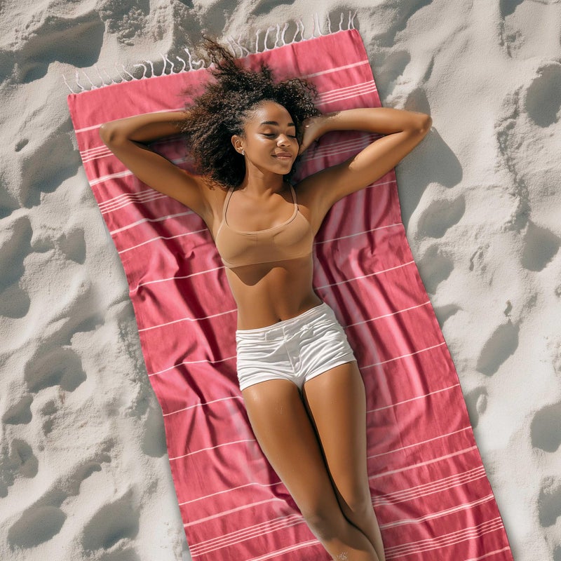 Cacala Lightweight and Thin Turkish Beach Towel 100% Cotton Sand-Free and Quick-Drying Goodness Perfect as an Extra Large Travel Towel, Beach Accessory, or Gift for Beach Lovers, 37 x 70 - Image 2