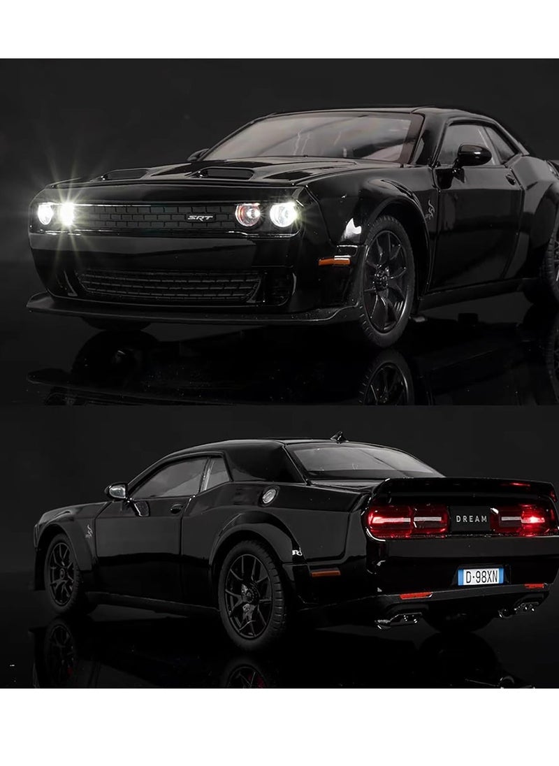 general Toy Car Model 1/32 Dodge Challenger Hellcat Alloy Model Car with Light and Sound Collectible Model Cars Pull Back Toy Vehicles for Boys Children Age 3 + Year Old - Image 2