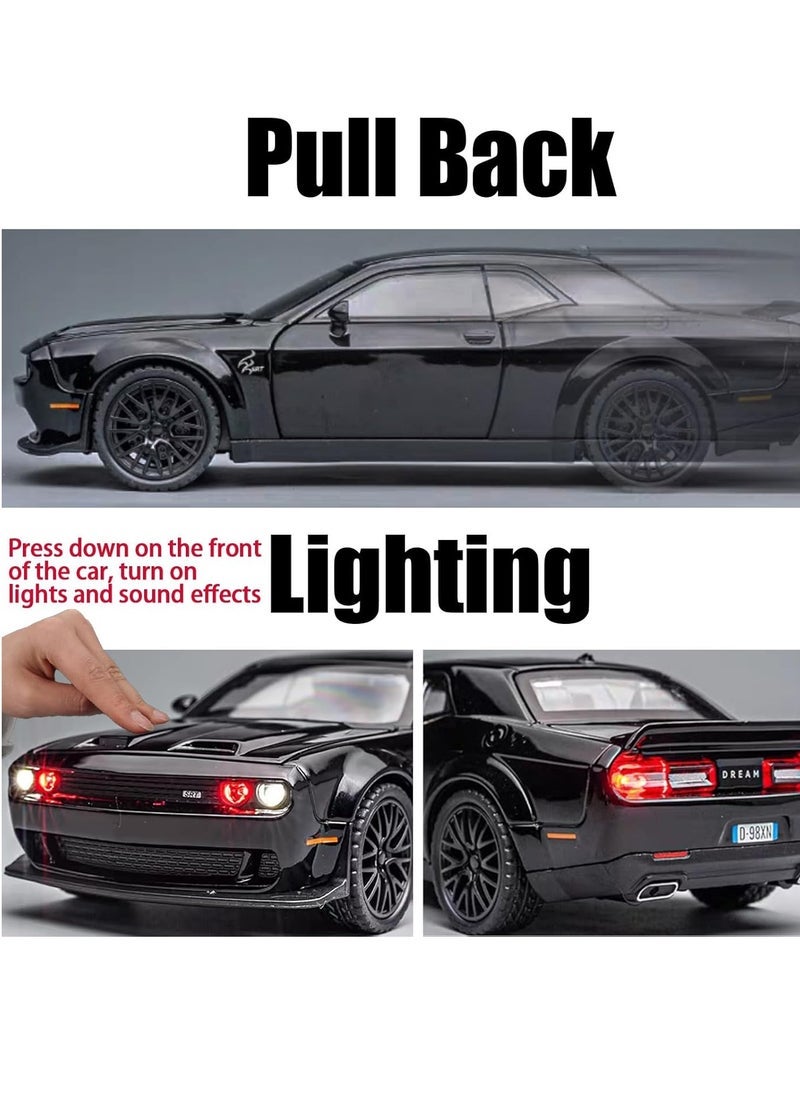 general Toy Car Model 1/32 Dodge Challenger Hellcat Alloy Model Car with Light and Sound Collectible Model Cars Pull Back Toy Vehicles for Boys Children Age 3 + Year Old - Image 3