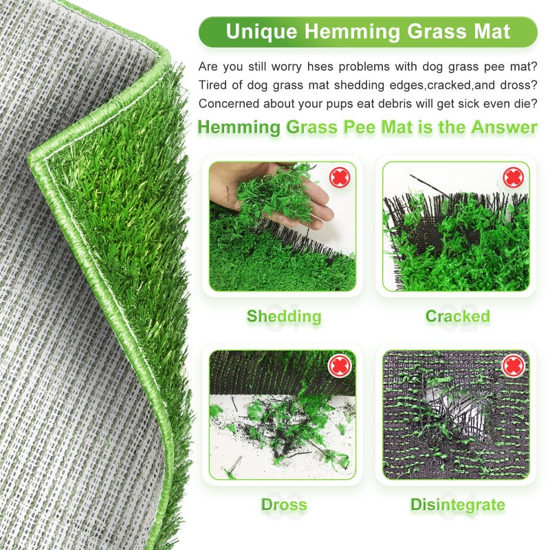 Hompet Dog Grass Pad with Tray Large, Puppy Turf Potty Reusable Training Pads with Pee Baffle, Artificial Grass Patch for Indoor and Outdoor Use, Ideal for Small and Medium Dogs (30"Ã—20") - Image 3
