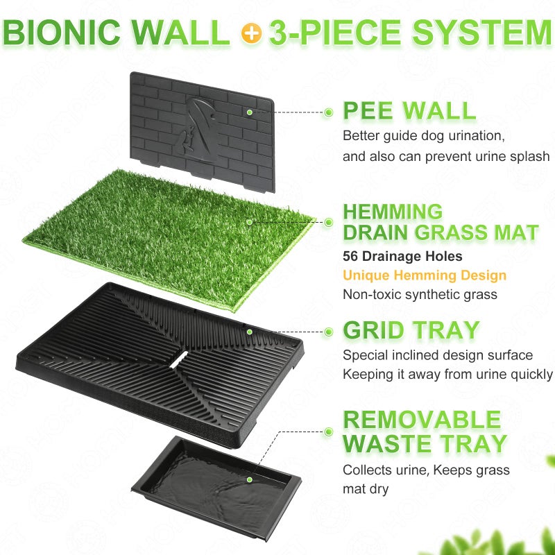 Hompet Dog Grass Pad with Tray Large, Puppy Turf Potty Reusable Training Pads with Pee Baffle, Artificial Grass Patch for Indoor and Outdoor Use, Ideal for Small and Medium Dogs (30"Ã—20") - Image 2