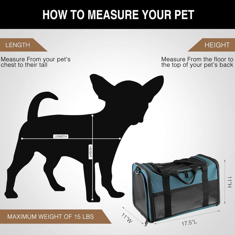 Akinerri حاملات الحيوانات الأليفة المعتمدة من قبل شركات الطيران ، حاملات سفر قابلة للطي بجوانب ناعمة للكلاب الصغيرة والقطط، حاملات القطط، حاملات الحيوانات الأليفة للقطط الصغيرة والمتوسطة الحجم - Image 4