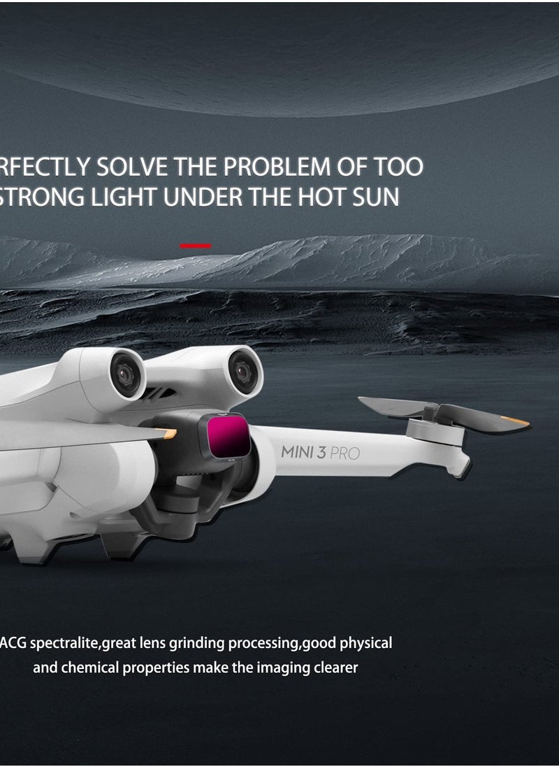 سيوسي - ملحقات الطائرات بدون طيار مرشحات ND متوافقة مع DJI Mini 3 Pro / RC ، فلاتر متعددة المغلفة 3 عبوات قياسية ND16 + ND64 + ND256 Beautify Photography Lens Filter - Image 1