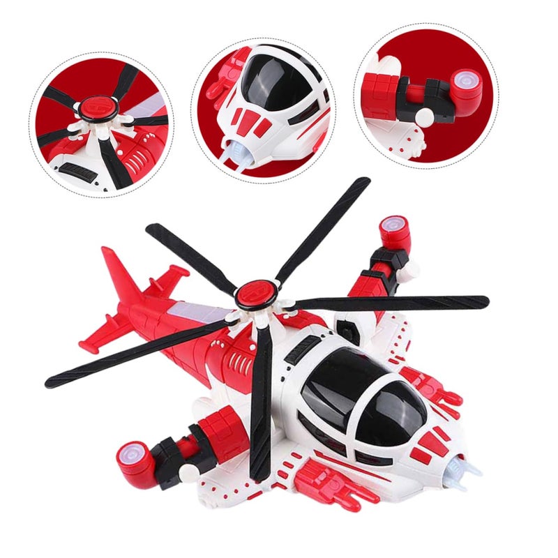 نموذج هليكوبتر أحمر دوار تعليمي مع موسيقى وضوء وحرفية التجميع - Image 5