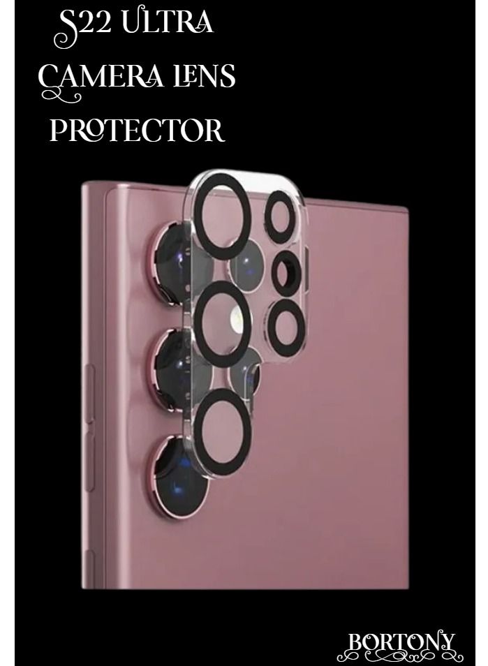 BORTONY Samsung Galaxy S22 Ultra Pack Of 2 Camera Lens Protector Scratch Resistant Tempered Glass - Image 2